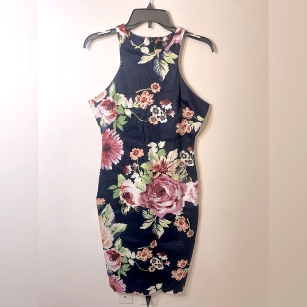 NWT AX Paris Floral Blue‎ Sleeveless Dress size 8 Office Date Night